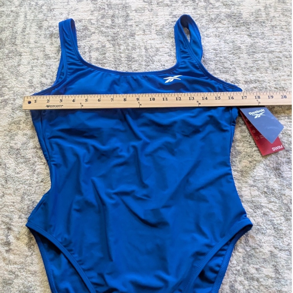 Reebok One Piece Swimsuit Women Sz L Blue Low Scoop Back NWT Lifeguard Swim Team - Picture 9 of 9